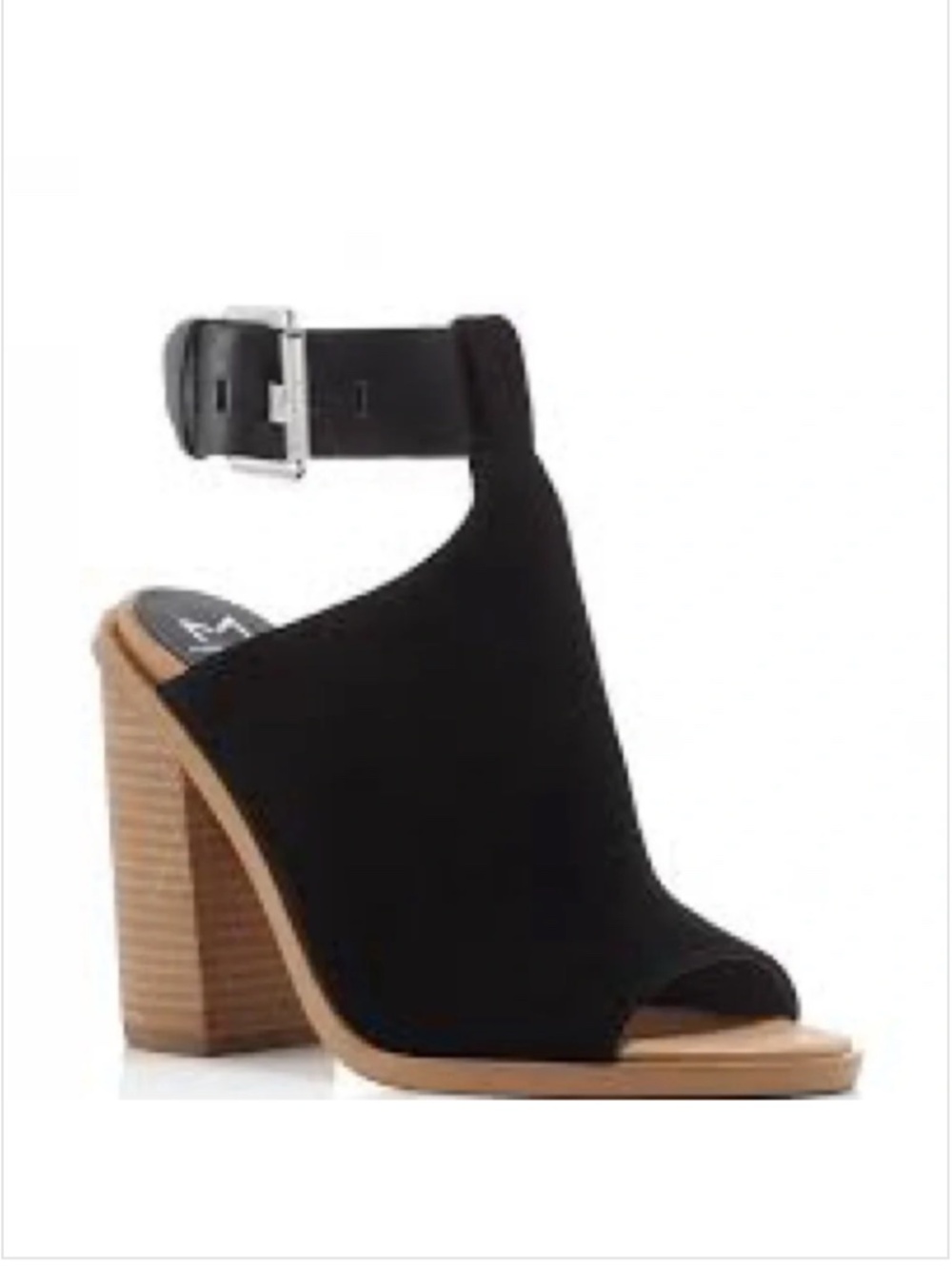 Marc Fisher Vashi Ankle Strap Black Suede Heeled Bootie Size 6
